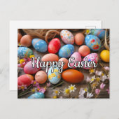 Diverse Schattigee kleurrijke eitjes Happy Easter Briefkaart (Voorkant / Achterkant)