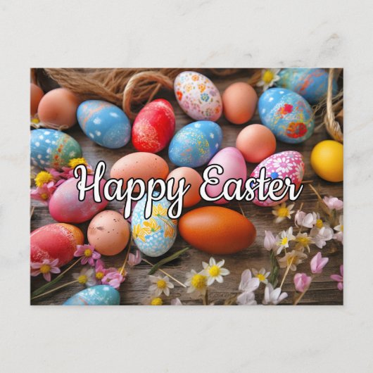 Diverse Schattigee kleurrijke eitjes Happy Easter Briefkaart (Voorkant)