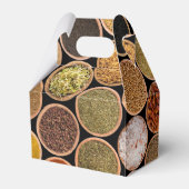 Diverse specerijen en voedselingrediënten bedankdoosjes (Achterkant)