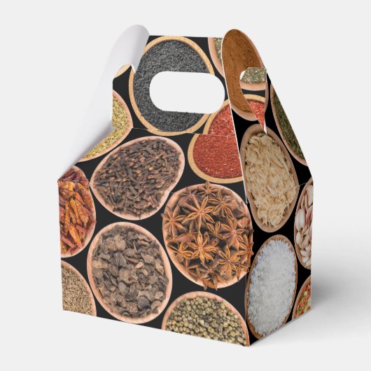 Diverse specerijen en voedselingrediënten bedankdoosjes (Voorkant Zijde)
