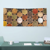 Diverse specerijen en voedselingrediënten spandoek (Beurs)