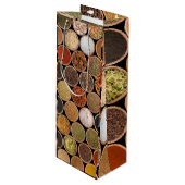 Diverse specerijen en voedselingrediënten wijn cadeautas (Voorkant Gekanteld)