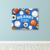 Diverse sporten All STAR aangepaste naam slaapkame Canvas Afdruk (Insitu (Houten vloer))