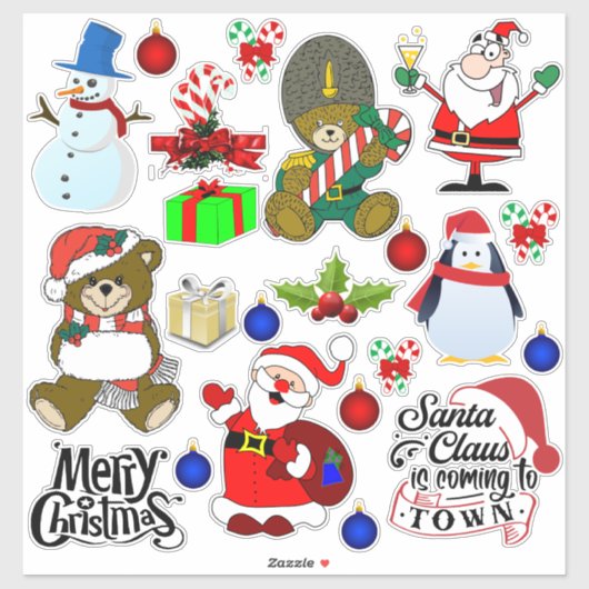 Diverse Stickers voor kerstvakantie Santa Snowman (Vel)