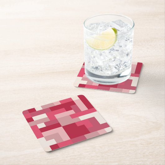 Diverse tinten rood abstract kartonnen onderzetters (Insitu)