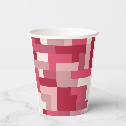 Diverse tinten rood abstract papieren bekers (Achterkant)