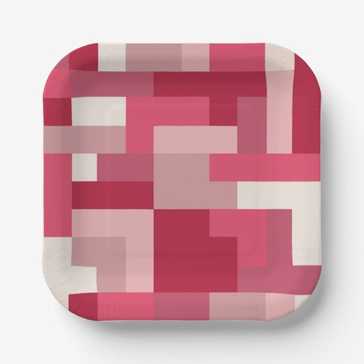 Diverse tinten rood abstract papieren bordje (Voorkant)