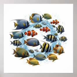 Diverse visschool ontwerp poster