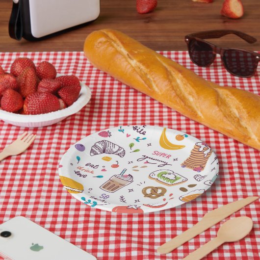 Diverse voeding en Drink Papieren Bordje (Picknick)