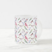 Diverse vogels in de waterverf - schattige gezelsc matglas koffiemok (Voorkant rechts)