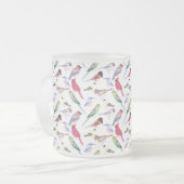 Diverse vogels in de waterverf - schattige gezelsc matglas koffiemok (Voorkant links)