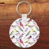Diverse vogels in de waterverf - schattige gezelsc sleutelhanger (Voorkant)
