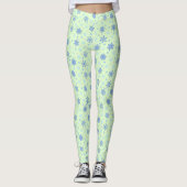 Diverse vormen Snowflake Green Pastel Spring Green Leggings (Voorkant)