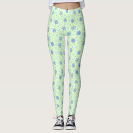 Diverse vormen Snowflake Green Pastel Spring Green Leggings