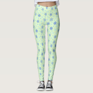 Diverse vormen Snowflake Green Pastel Spring Green Leggings