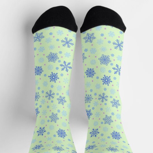 Diverse vormen Snowflake Green Pastel Spring Green Sokken (Top)