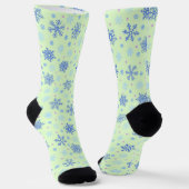 Diverse vormen Snowflake Green Pastel Spring Green Sokken (Gebogen)