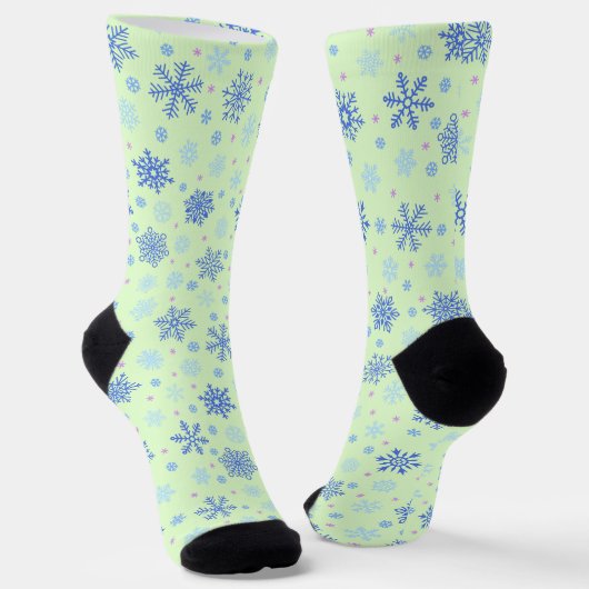 Diverse vormen Snowflake Green Pastel Spring Green Sokken (Gebogen)