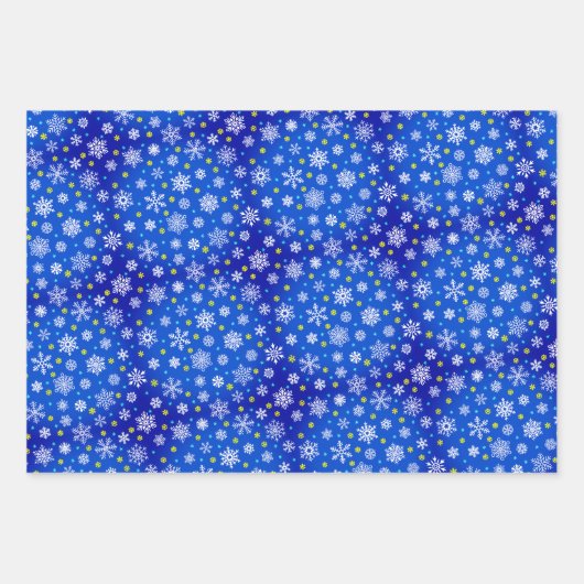 Diverse vormen Snowflakes Blue White Black Elegant Inpakpapier Vel (Voorkant 2)