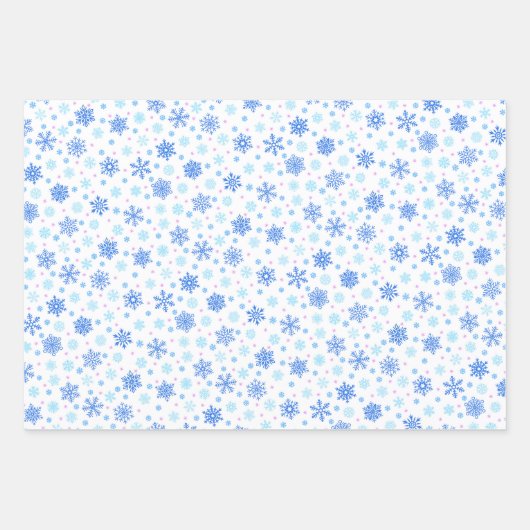 Diverse vormen Snowflakes Blue White Black Elegant Inpakpapier Vel (Voorkant)