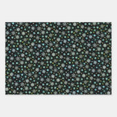 Diverse vormen Snowflakes Blue White Black Elegant Inpakpapier Vel (Voorkant 3)