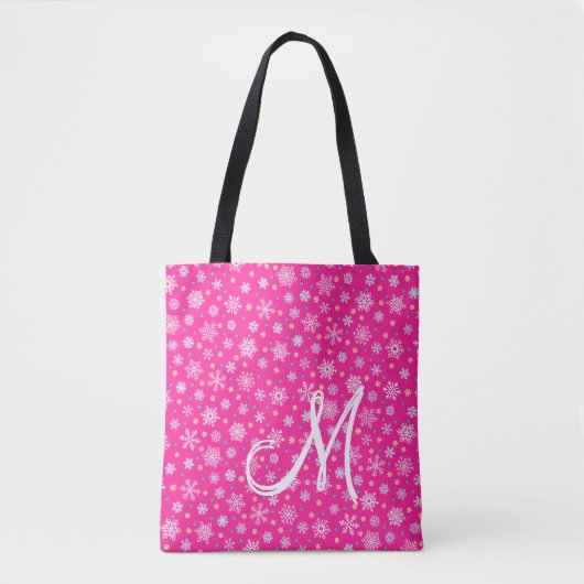 Diverse vormen Snowflakes Roze warmroze monogram Tote Bag (Voorkant)