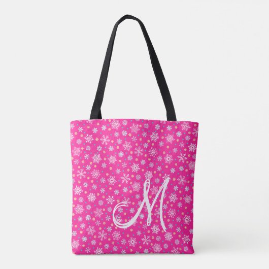 Diverse vormen Snowflakes Roze warmroze monogram Tote Bag (Achterkant)