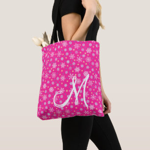 Diverse vormen Snowflakes Roze warmroze monogram Tote Bag