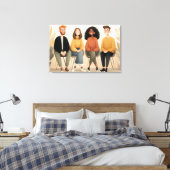 Diverse Vrienden Die Samen Gezellig Bij Elkaar Zit Canvas Afdruk (Insitu (Slaapkamer))