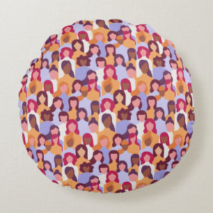 Diverse vrouwen illustratiepatroon rond kussen