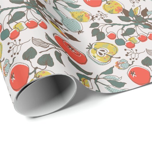 Diverse vruchten, kleurrijk naadloos patroon. cadeaupapier (Rol Hoek)