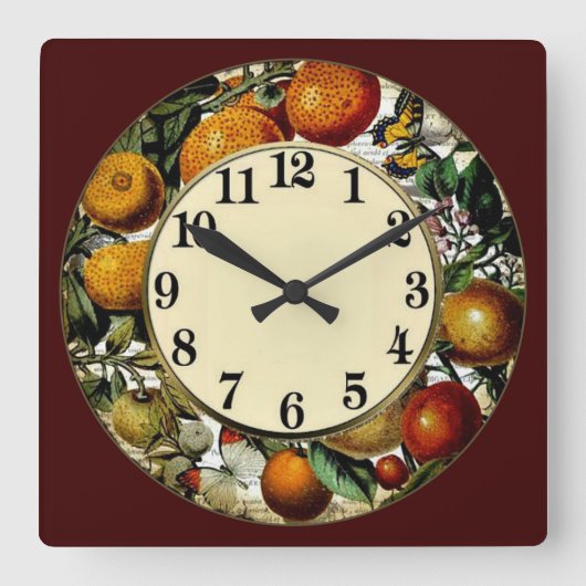 Diverse vruchten vierkante klok (Voorkant)
