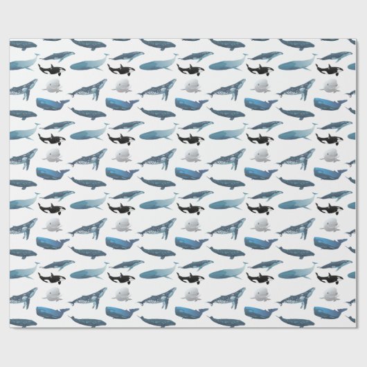Diverse walvissen cadeaupapier (Vlak)