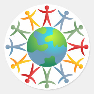 Diverse wereld ronde sticker