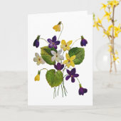 Diverse wilde viooltjes gedaan in Crewel borduurwe Kaart (Gele Bloem)