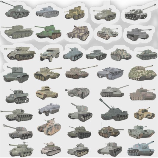 Diverse WW2 Tanks Sticker (Voorkant)