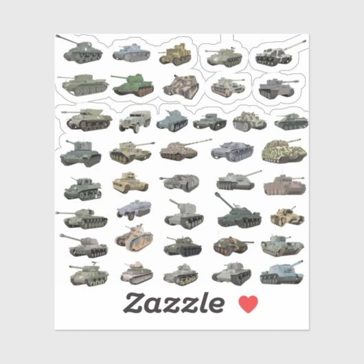 Diverse WW2 Tanks Sticker (Vel)