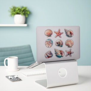 Diverse Zee Shell Stickers - set van 9