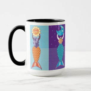 Diverse Zeemeerminnen Zwart Accent Koffie Mok 15 O