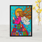 Diverse zegeningen Joyous Life Angel Kaart (Gele Bloem)