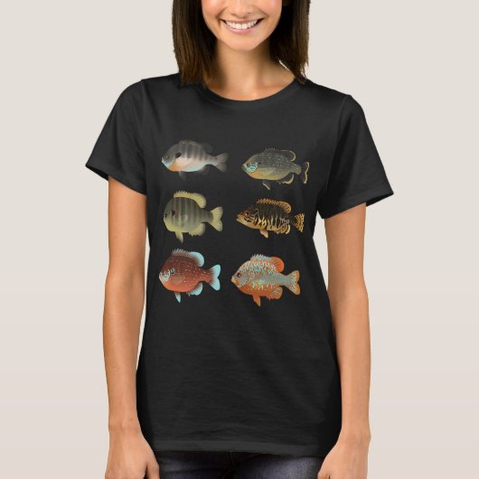 Diverse Zonnebaarzen (Lepomis sp.) Pack T-shirt (Voorkant)