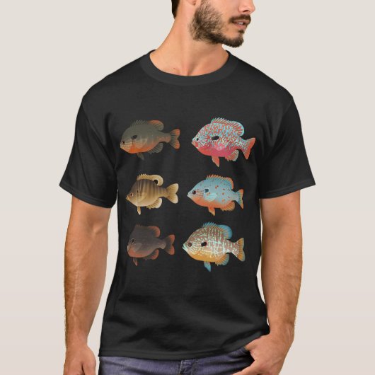 Diverse Zonnebaarzen (Lepomis sp.) Pakket T-shirt (Voorkant)