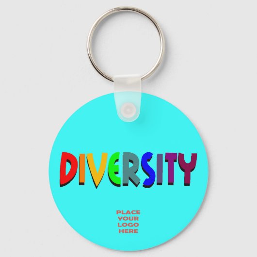 Diversiteit Aangepaste cyaan Sleutelhanger (Voorkant)