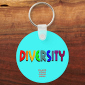 Diversiteit Aangepaste cyaan Sleutelhanger (Voorkant)