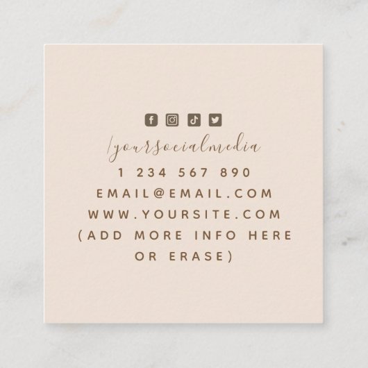 Diversiteit Beauty Hair Makeup Artist Boho Neutraa Vierkante Visitekaartje (Achterkant)