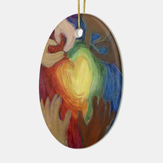 Diversiteit DEI Hearts Holiday Gift Ornaments Keramisch Ornament (Links)