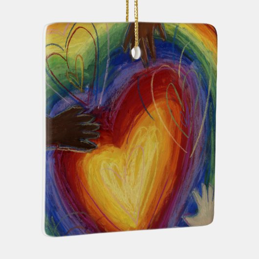 Diversiteit DEI Hearts Holiday Gift Ornaments Keramisch Ornament (Rechts)