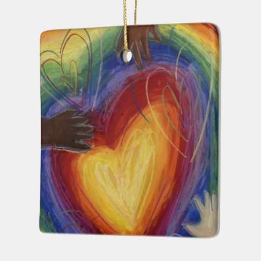 Diversiteit DEI Hearts Holiday Gift Ornaments Keramisch Ornament (Links)