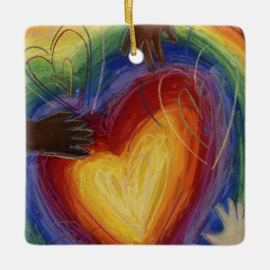 Diversiteit DEI Hearts Holiday Gift Ornaments Keramisch Ornament (Voorkant)
