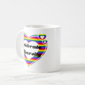 Diversiteit donkere tekst vieren koffiemok (Voorkant links)